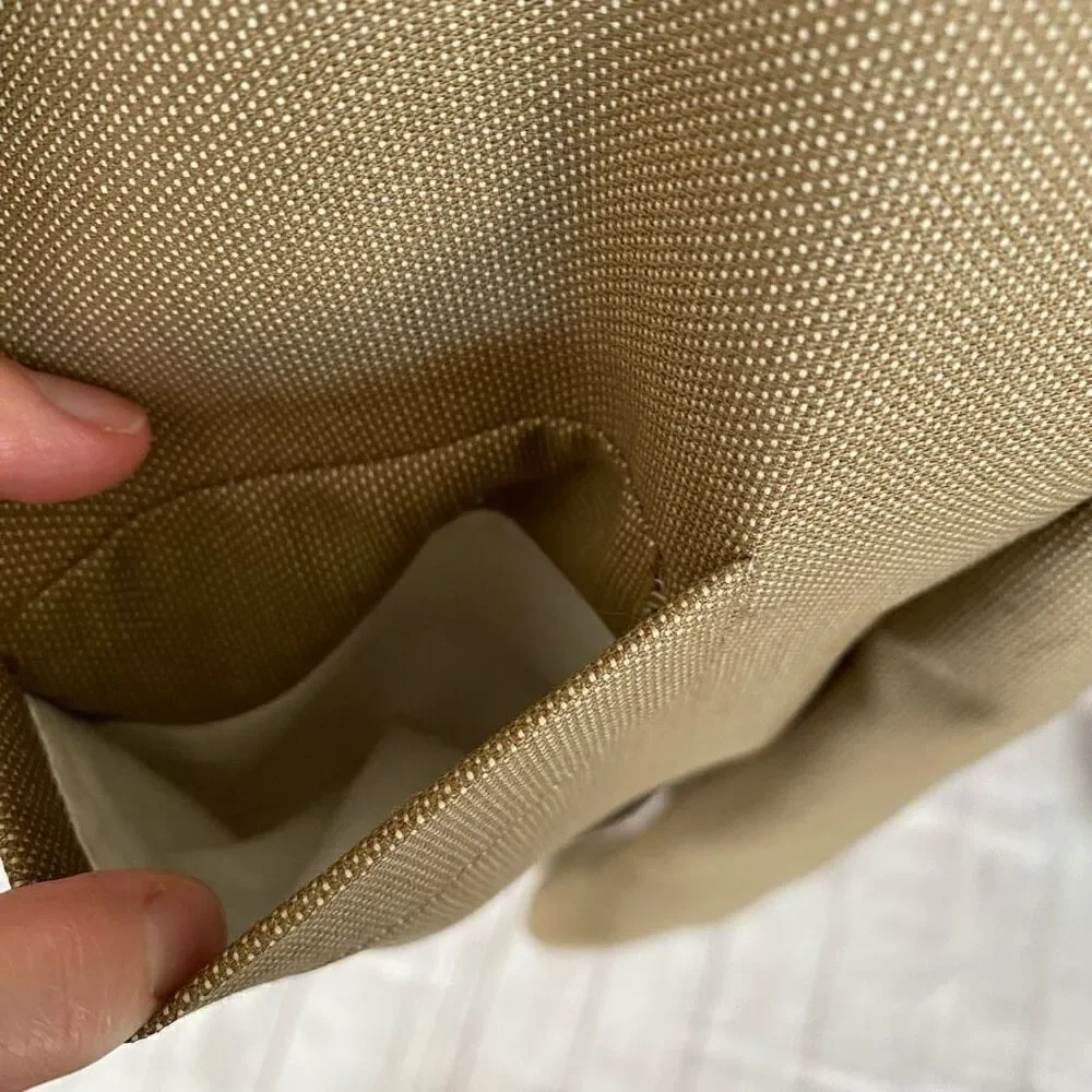 Ralph Lauren wool tan suit w/fully lined 3 button jacket and pleated cuffed pant